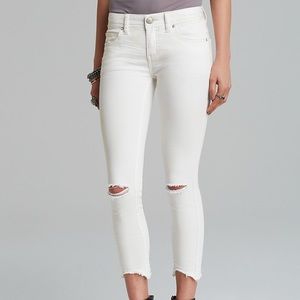 FREE PEOPLE: Jeans Skinny Destroyed Ankle In White